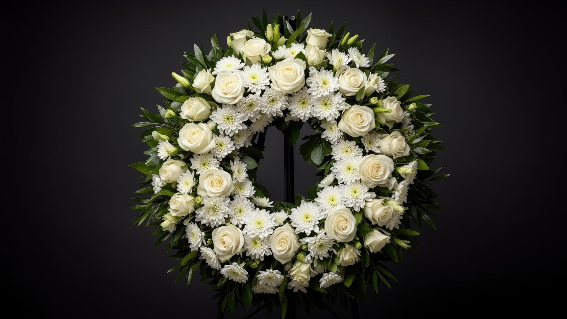 Coroa de flores brancas